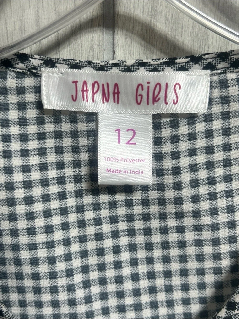 Japna Girls NWT Black & White Gingham Check Button-Down Tiered Dress Size 12